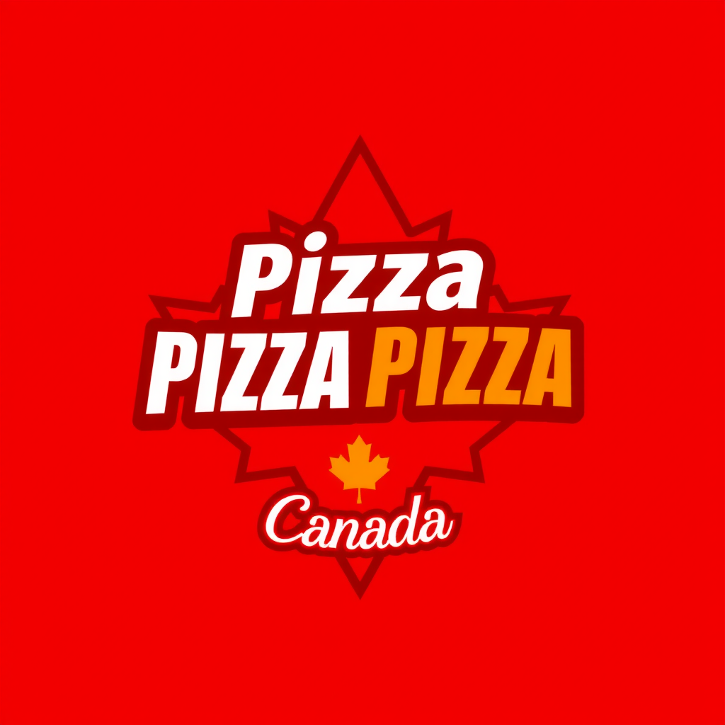 PizzaPizza - Pizza delivery in Canada, bold contemporary logo with electric red background and white text