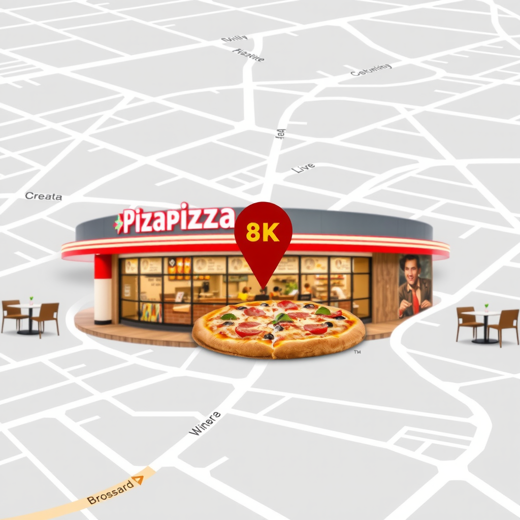 Map showing Pizzapizza location at 9090 Boulevard Leduc, Quartier DIX30 Food Court, Brossard, Quebec, Canada - Interactive map with pin marker indicating exact restaurant location in the central dining area