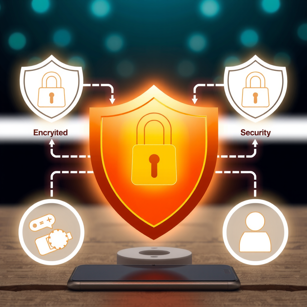 Illustration showing secure data collection process with encrypted connection symbols, shield icons, and user information being protected through multiple security layers at PizzaPizza